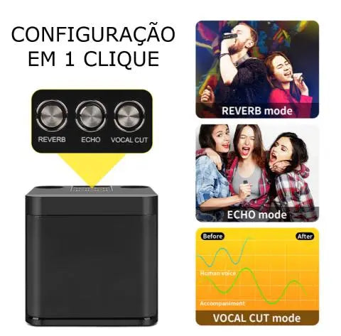 Karaokê Mbox Portátil - Dois microfones sem fio - EisenShop